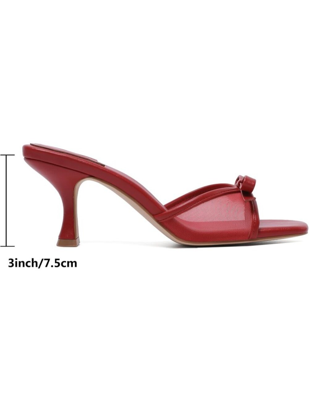 Women's Red 3 Round Toe Kitten Heels Stiletto Strapless Backless Party Sandal - Picture 5 of 6